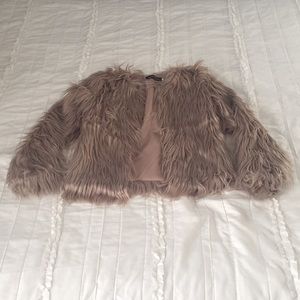 Blush faux Mongolian fur jacket